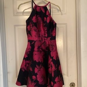 Floral Xscape High Neck Fit and Flare Dress